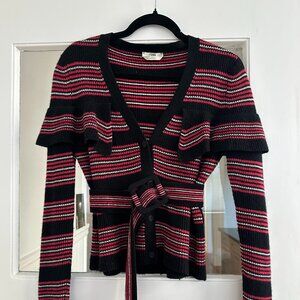 CHIC FENDI STRIPED CASHMERE BLEND SWEATER WITH BELT